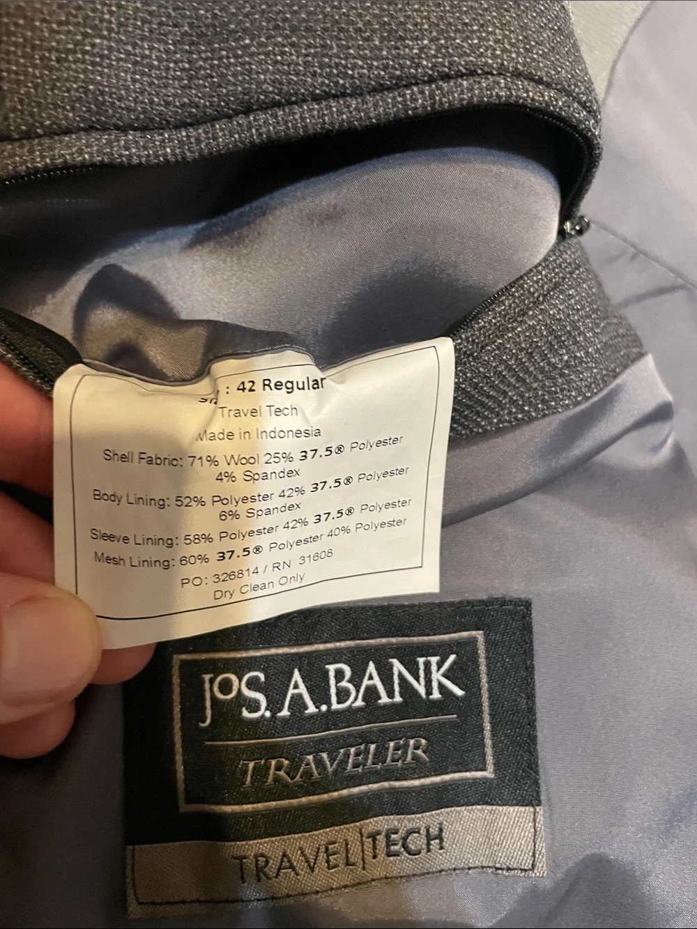 Men's Jos. A. Bank Travel Tech Tailored Fit Blazer Suit Jacket Gray Textured 42R